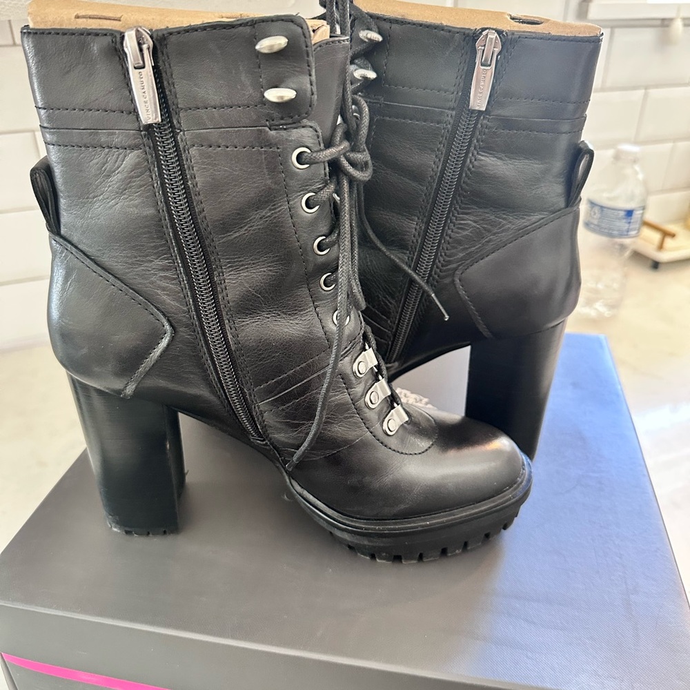 Vince Camuto Black Leather platform booties